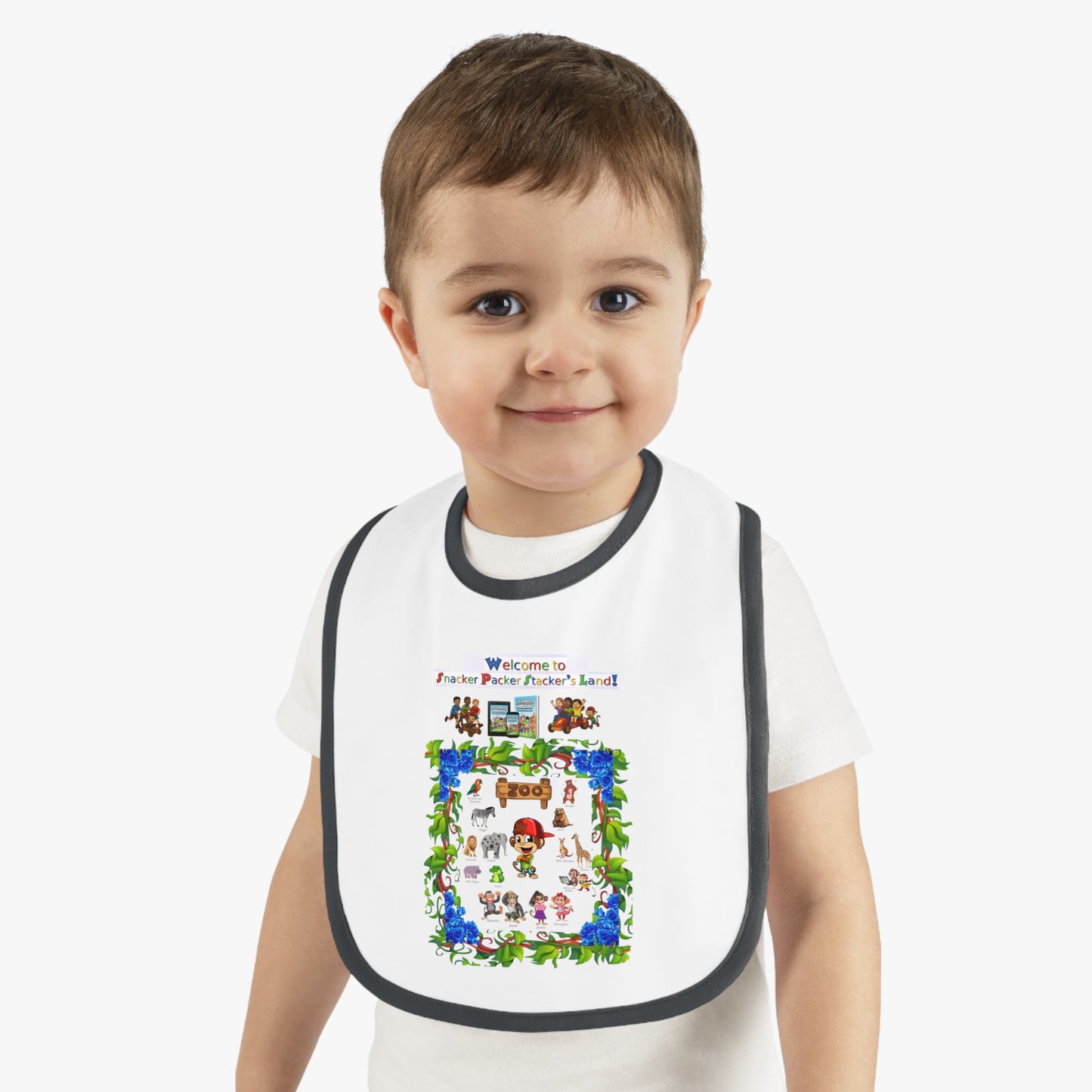 Welcome to Animal Planet Baby Bib - Cute Contrast Trim Bib for Mealtime Fun