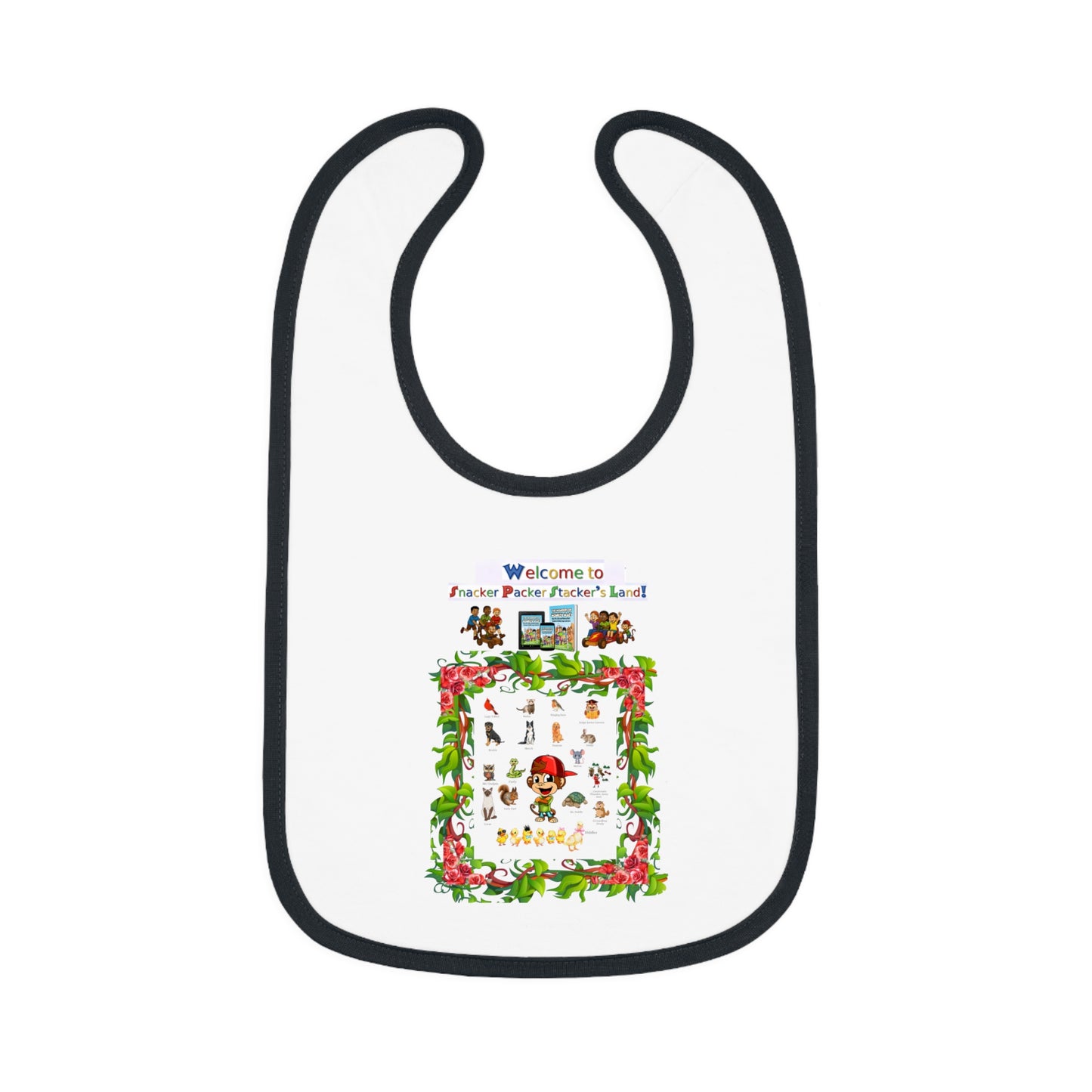 Baby Bib with Contrast Trim - Welcome to Our Little Paradise