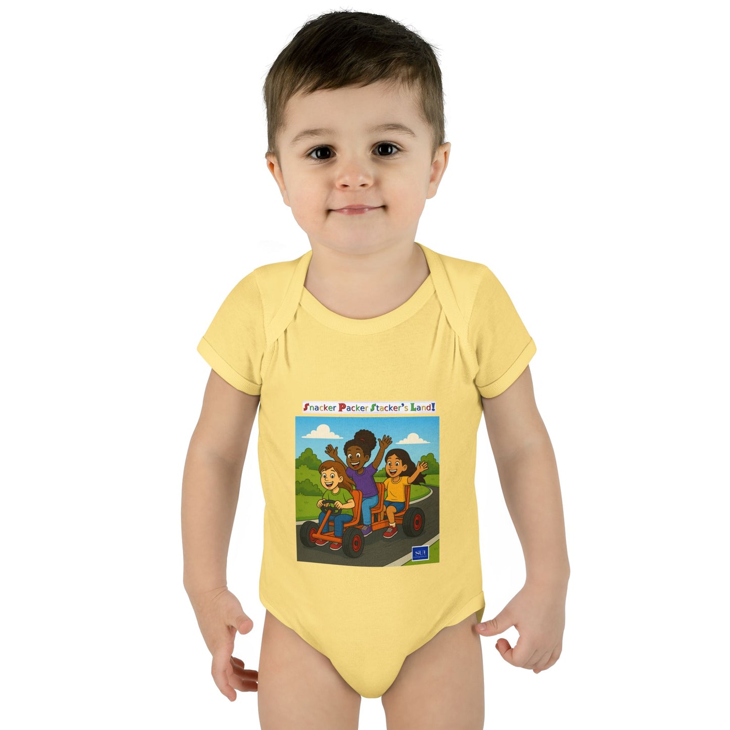 Playful Infant Bodysuit with Fun Cartoon Design