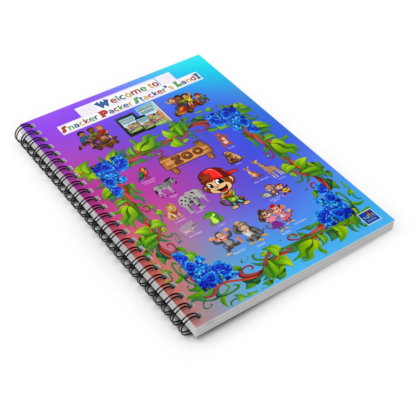 Spiral Notebook — "Welcome to Snacker Packer Stacker's Land" Colorful Kids Journal