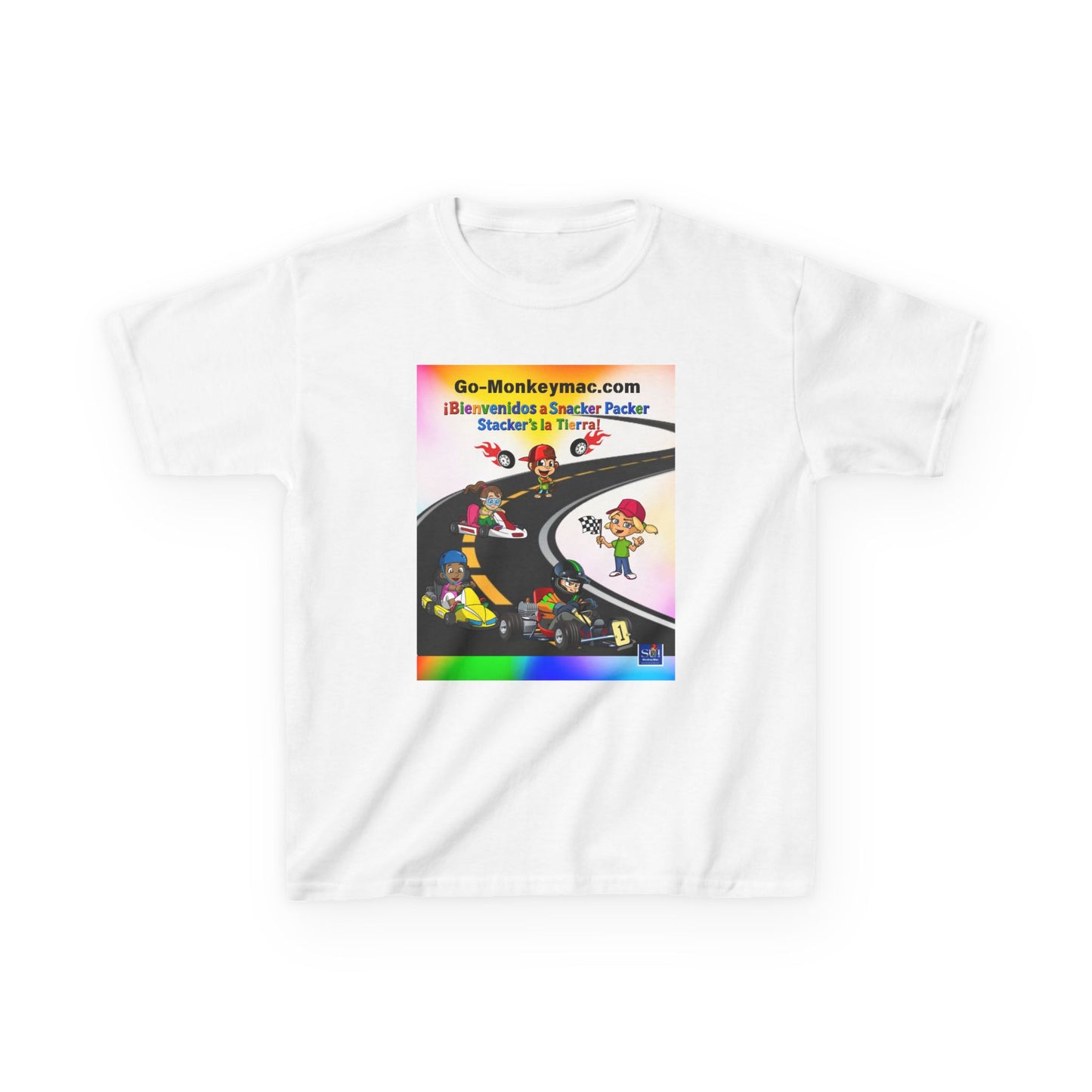 Kids T-Shirt - (Spanish) Road Rally Graphic Tee — Colorful Cartoon Racers