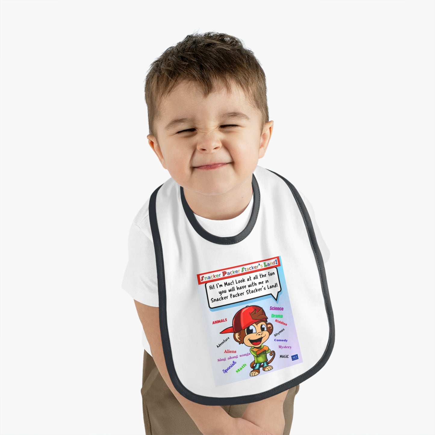 Playful Baby Jersey Bib with Fun Character Design