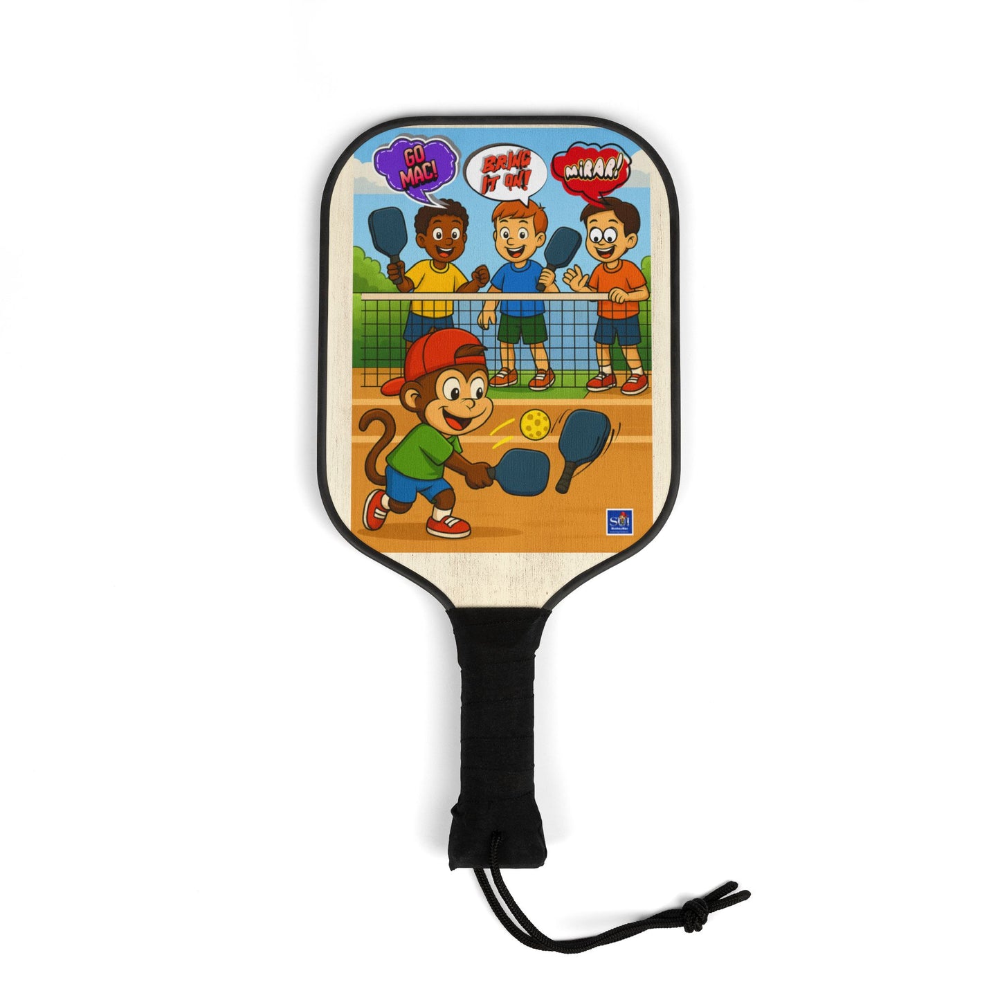 Kids' Pickleball Paddle Set - Fun Cartoon Monkey Design with Balls