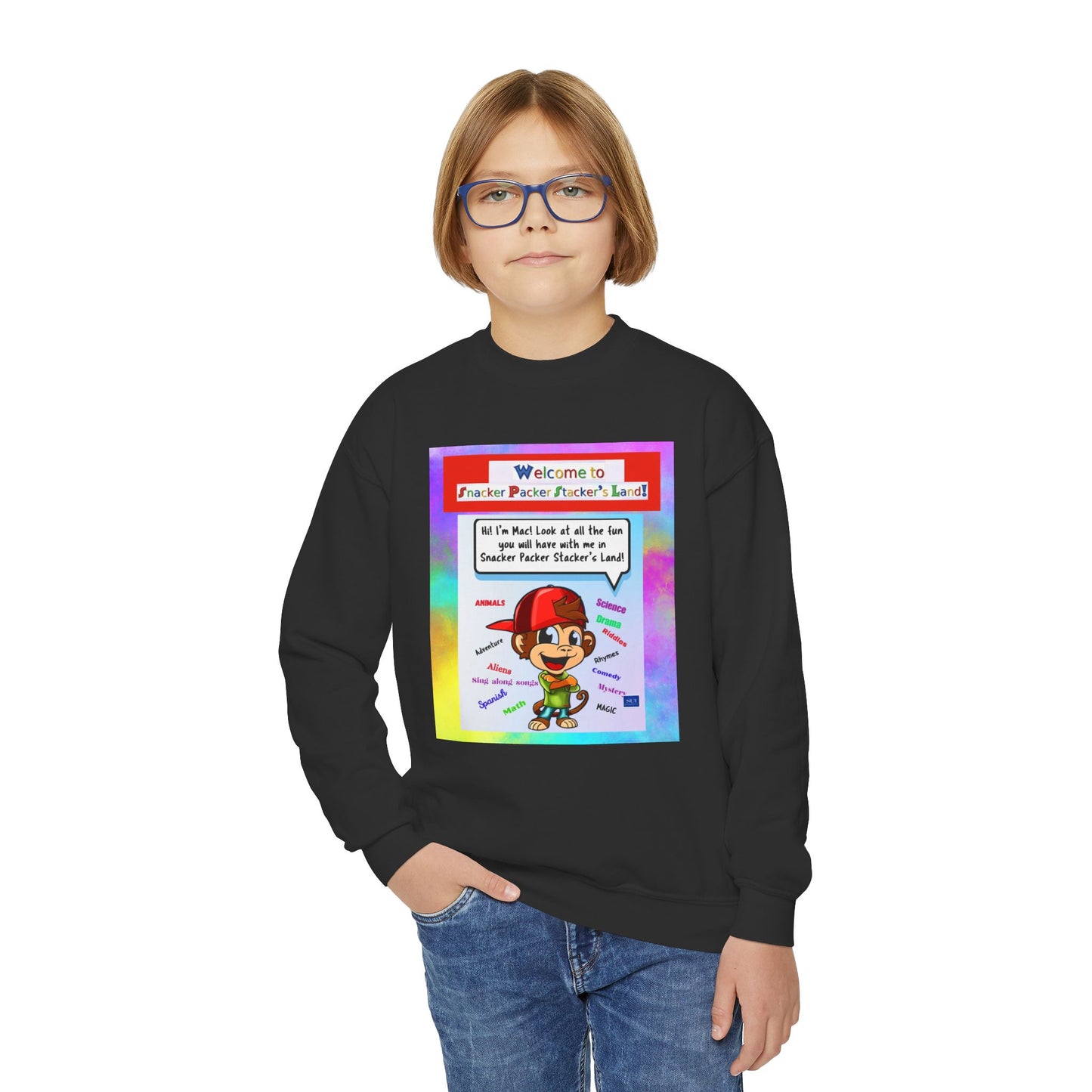Youth Crewneck Sweatshirt with Fun Character Design