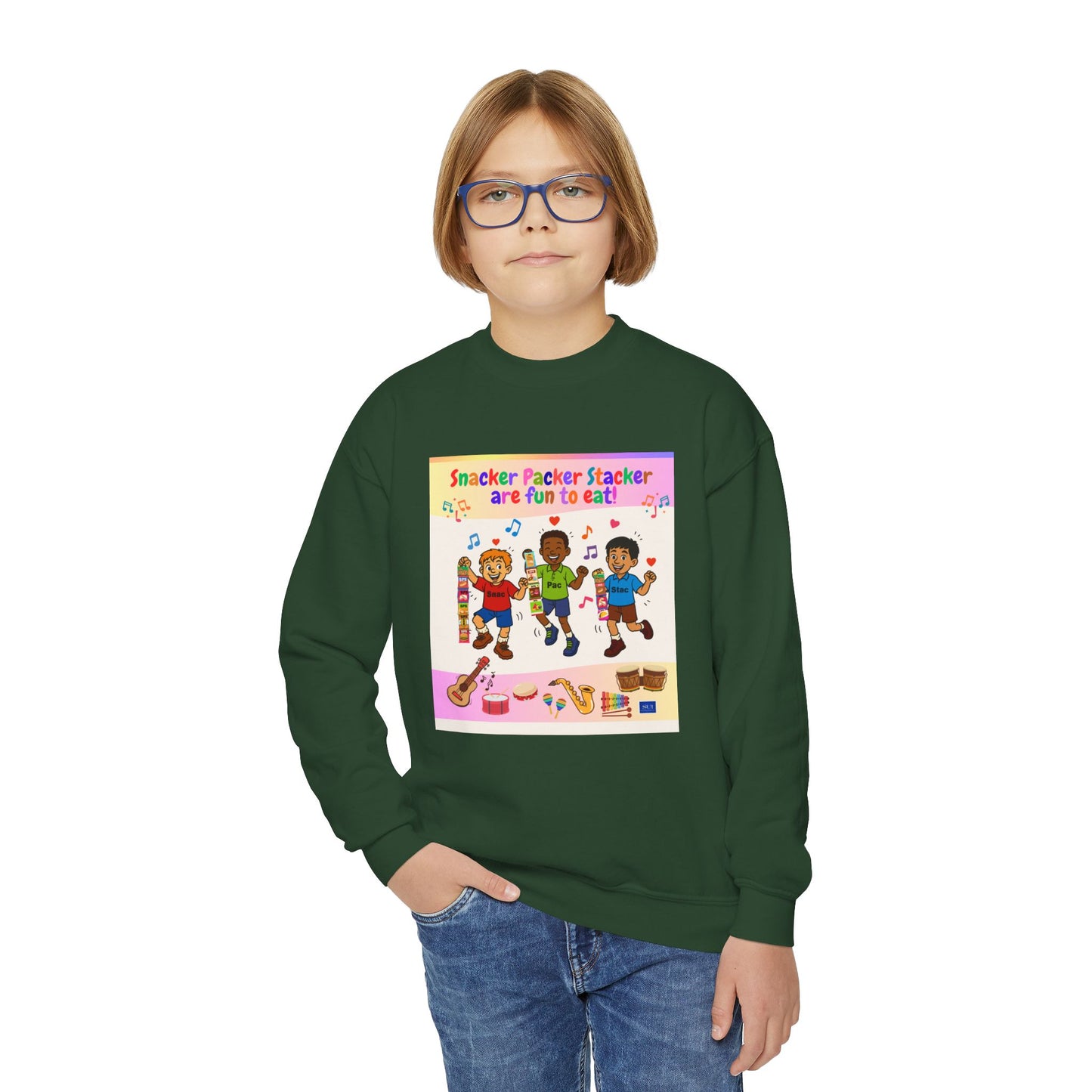 Youth Soccer Fun Crewneck Sweatshirt - Colorful Playful Design