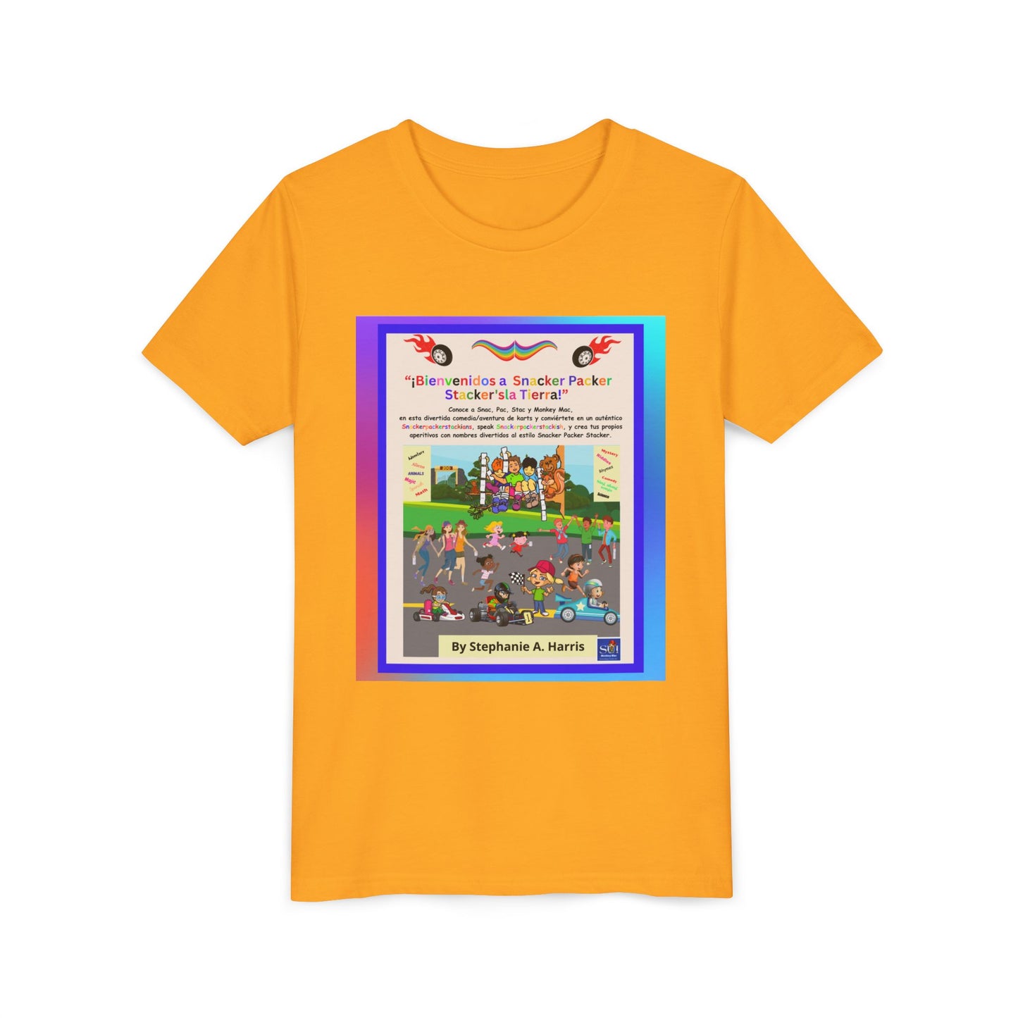 Youth Tee — (Spanish) ¡Diviértete escuchando el e-book de Monkey Mac!