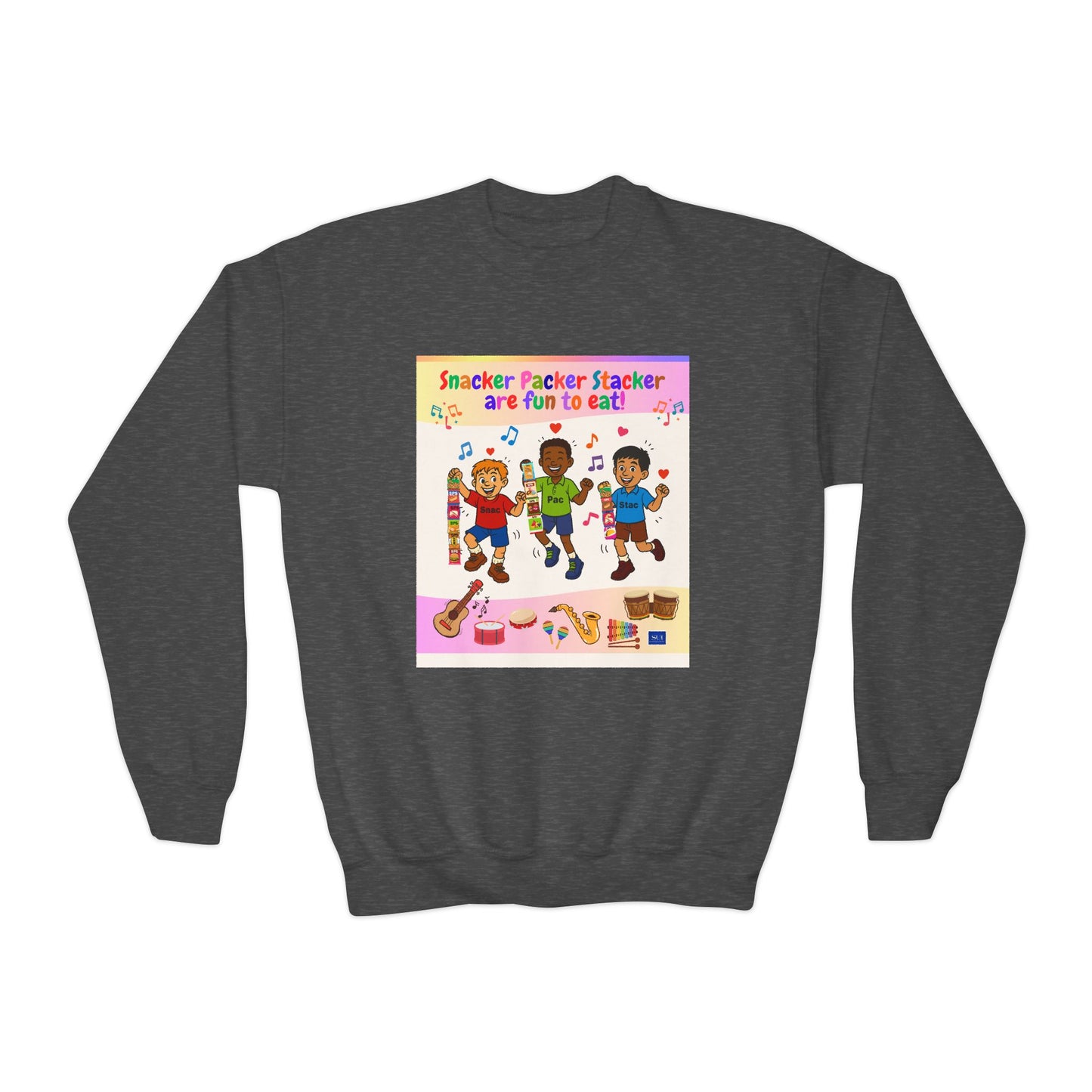 Youth Soccer Fun Crewneck Sweatshirt - Colorful Playful Design
