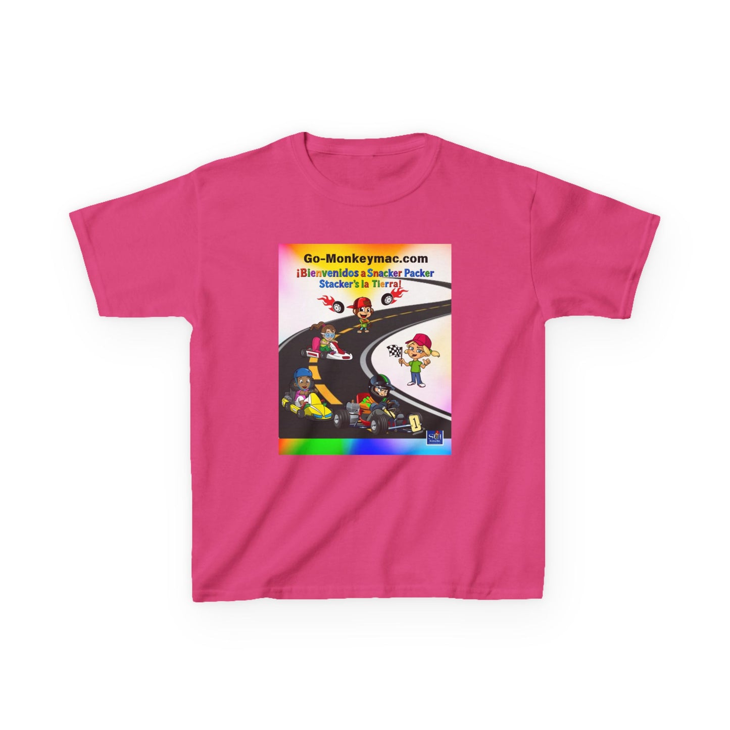 Kids T-Shirt - (Spanish) Road Rally Graphic Tee — Colorful Cartoon Racers