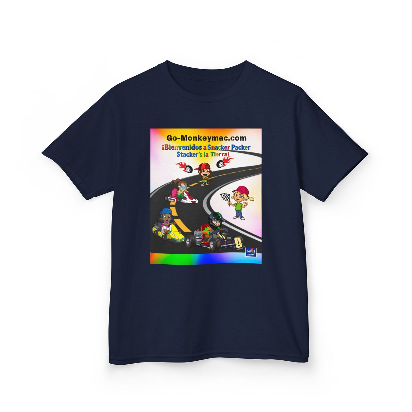 Kids T-Shirt - (Spanish) Road Rally Graphic Tee — Colorful Cartoon Racers