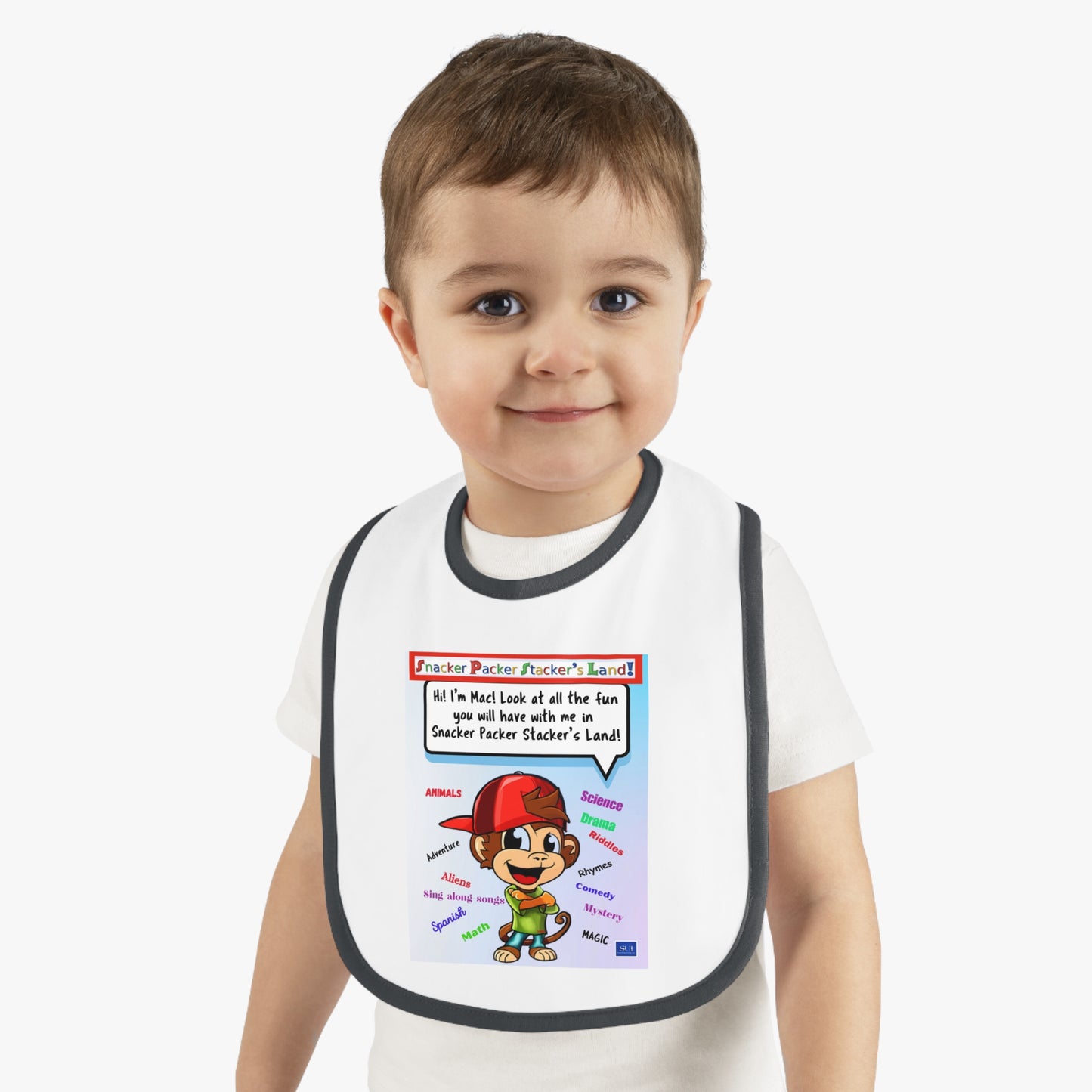 Playful Baby Jersey Bib with Fun Character Design