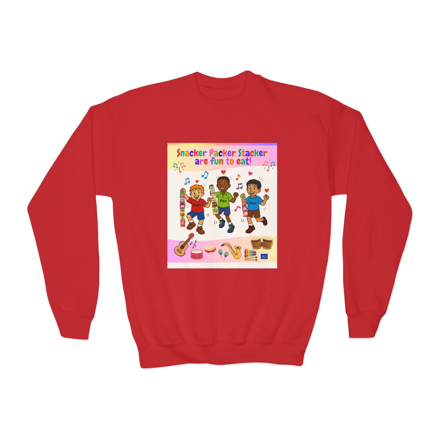 Youth Soccer Fun Crewneck Sweatshirt - Colorful Playful Design