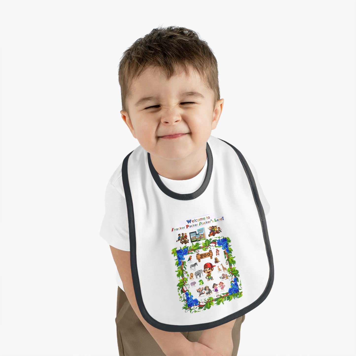 Welcome to Animal Planet Baby Bib - Cute Contrast Trim Bib for Mealtime Fun