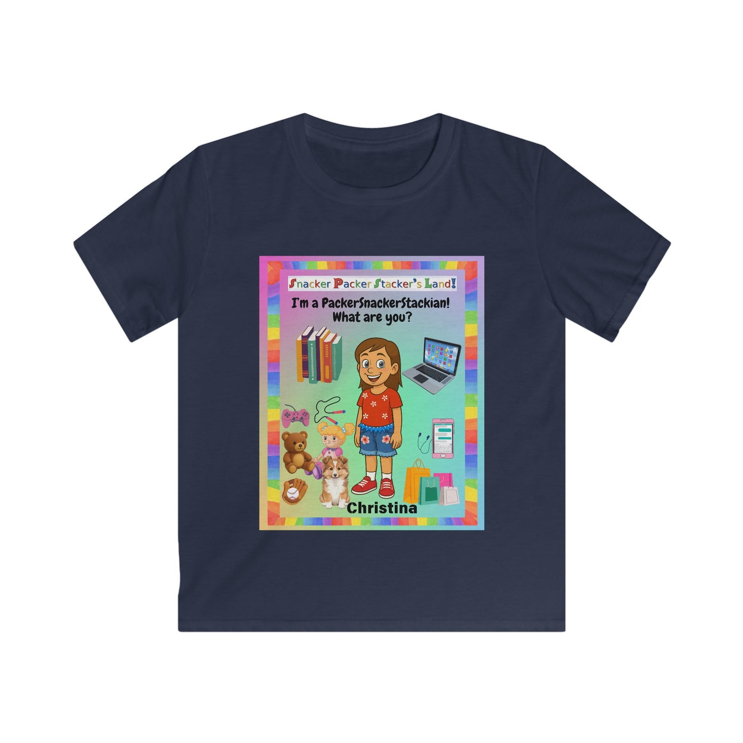 Kids Fun Graphic Tee - 'Snacker/Packer/Stacker' Design