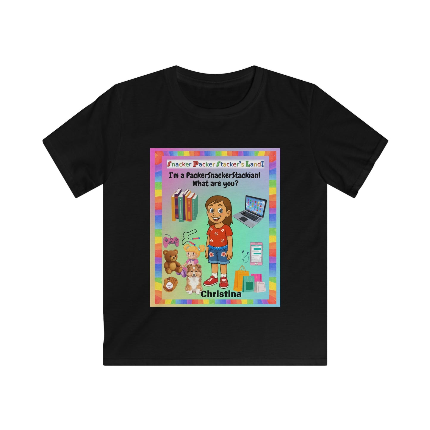 Kids Fun Graphic Tee - 'Snacker/Packer/Stacker' Design