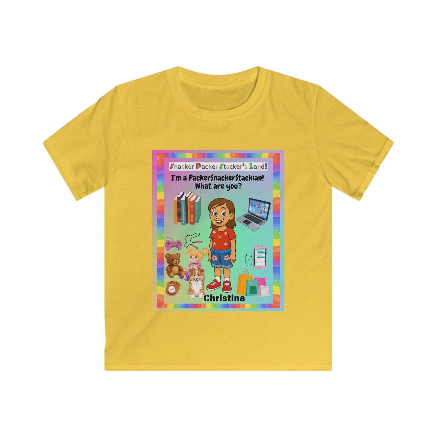 Kids Fun Graphic Tee - 'Snacker/Packer/Stacker' Design