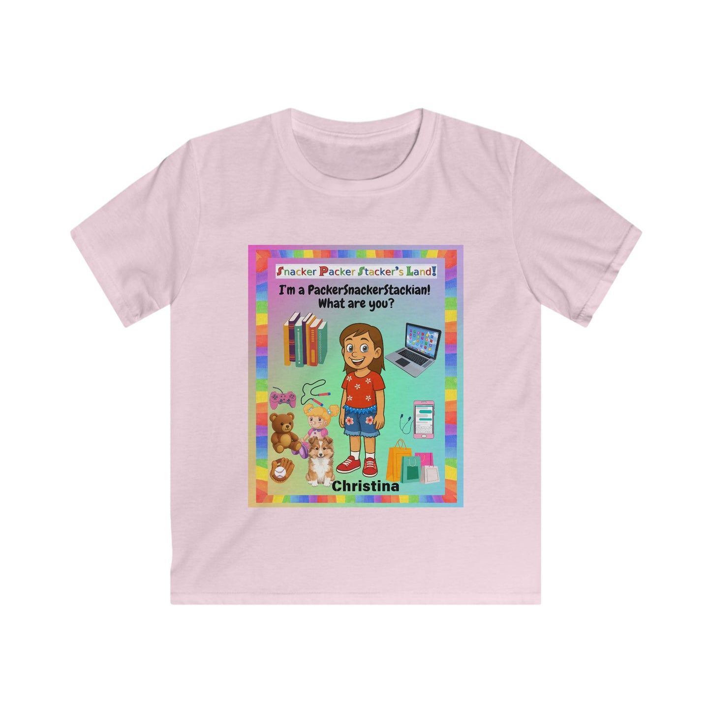 Kids Fun Graphic Tee - 'Snacker/Packer/Stacker' Design