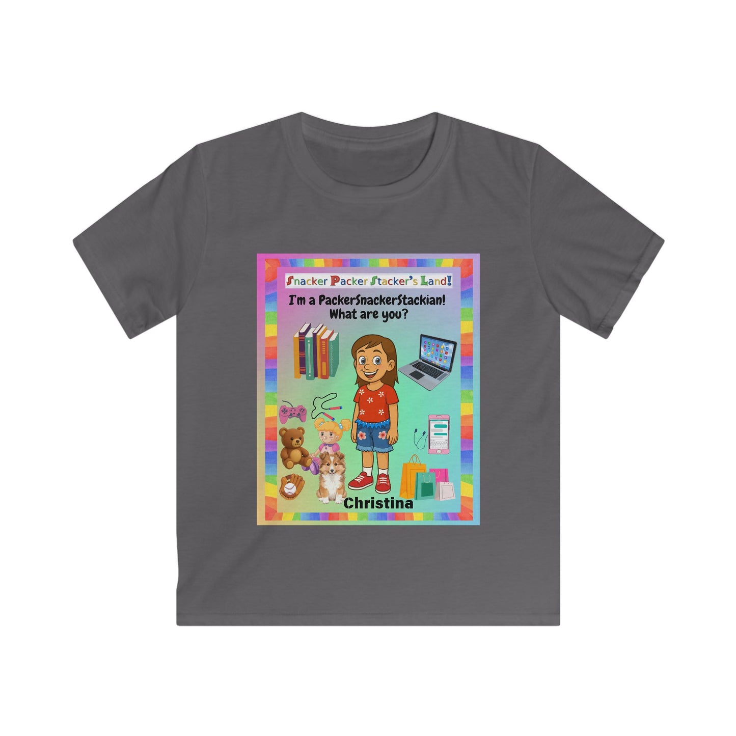 Kids Fun Graphic Tee - 'Snacker/Packer/Stacker' Design