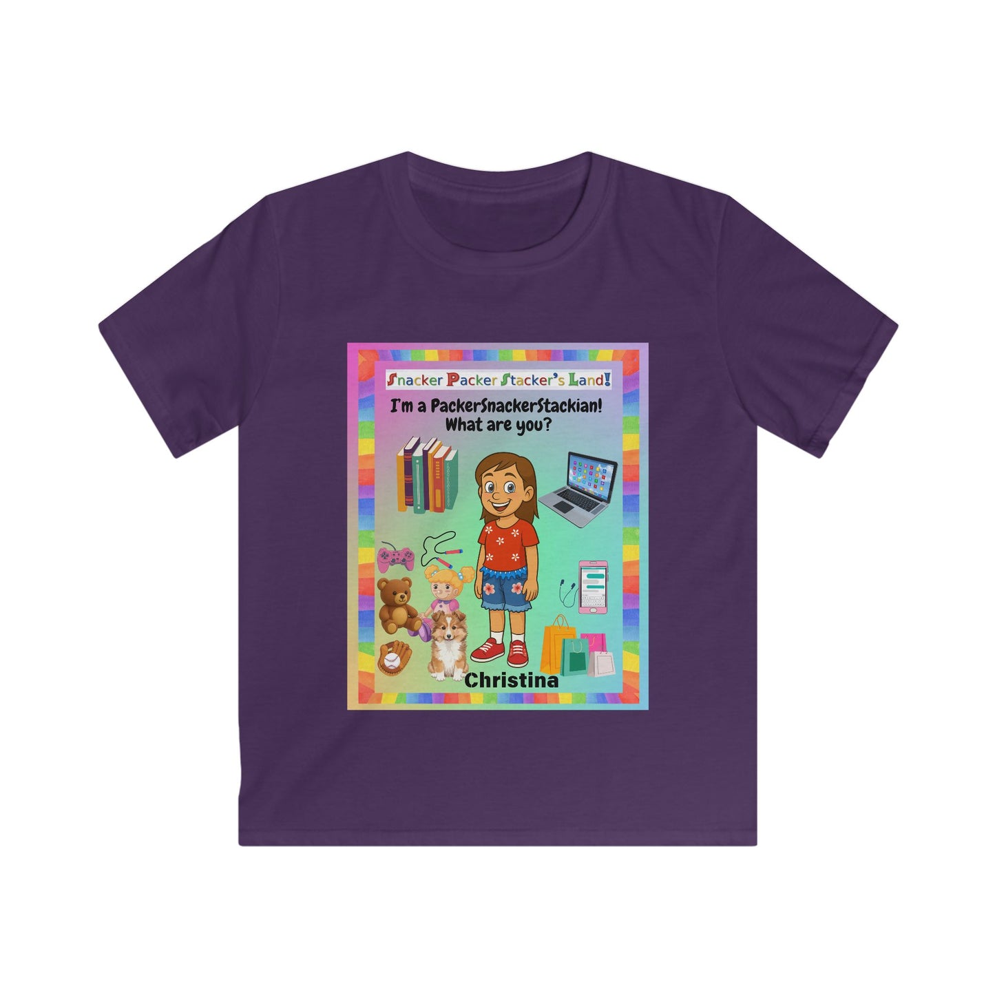 Kids Fun Graphic Tee - 'Snacker/Packer/Stacker' Design