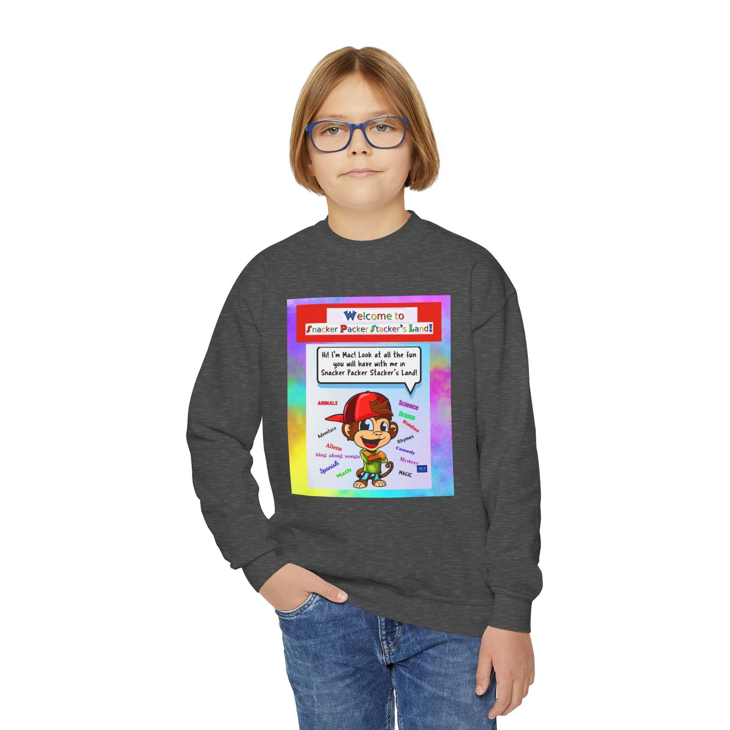 Youth Crewneck Sweatshirt with Fun Character Design