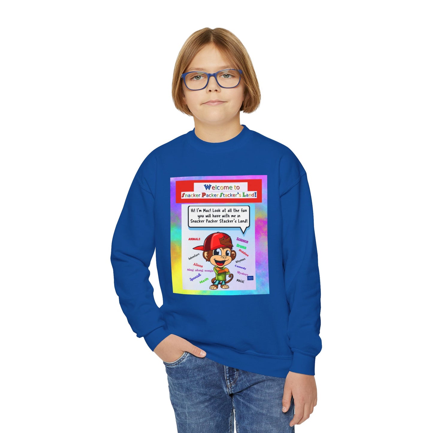 Youth Crewneck Sweatshirt with Fun Character Design