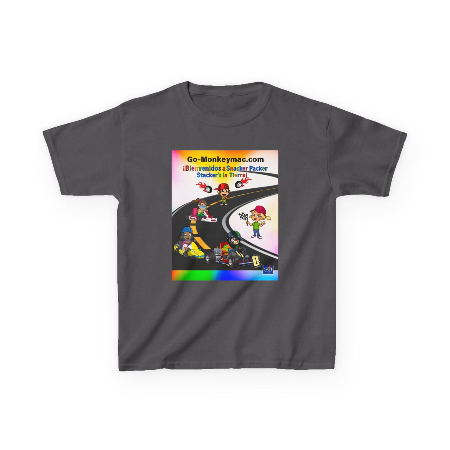 Kids T-Shirt - (Spanish) Road Rally Graphic Tee — Colorful Cartoon Racers