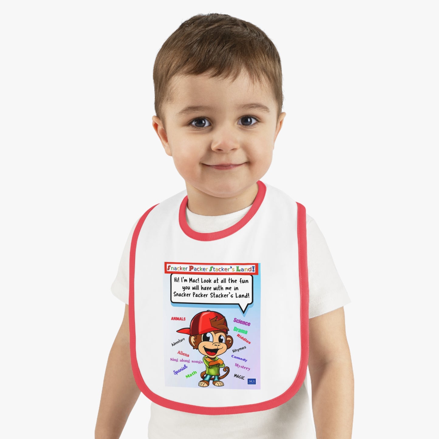 Playful Baby Jersey Bib with Fun Character Design