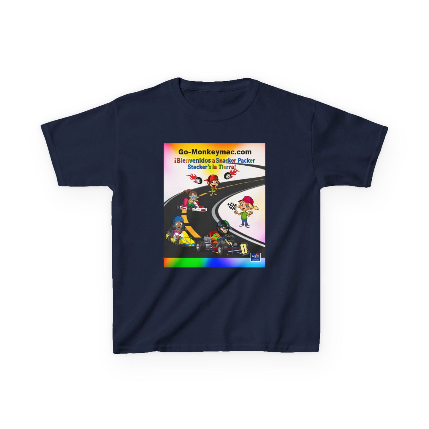 Kids T-Shirt - (Spanish) Road Rally Graphic Tee — Colorful Cartoon Racers