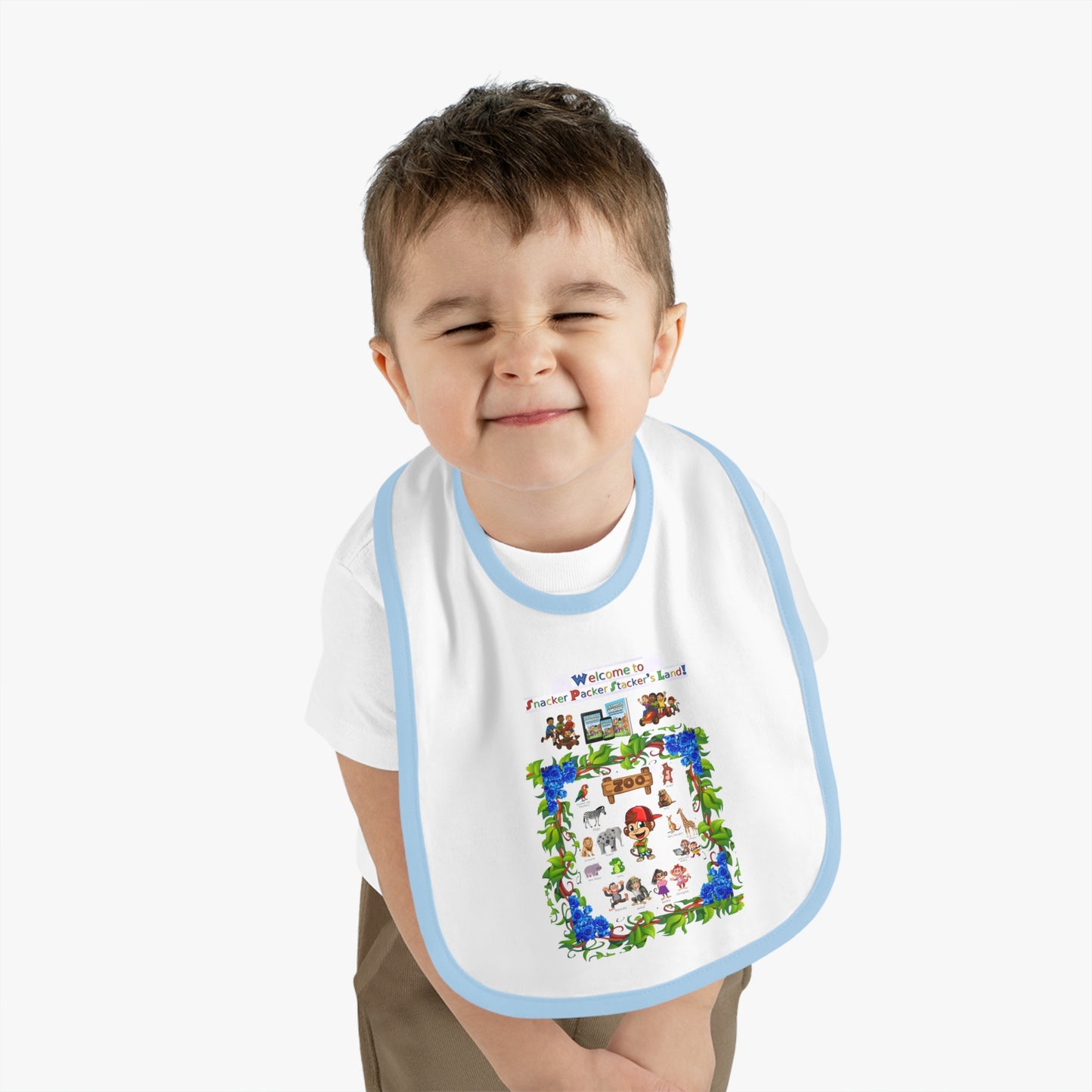 Welcome to Animal Planet Baby Bib - Cute Contrast Trim Bib for Mealtime Fun