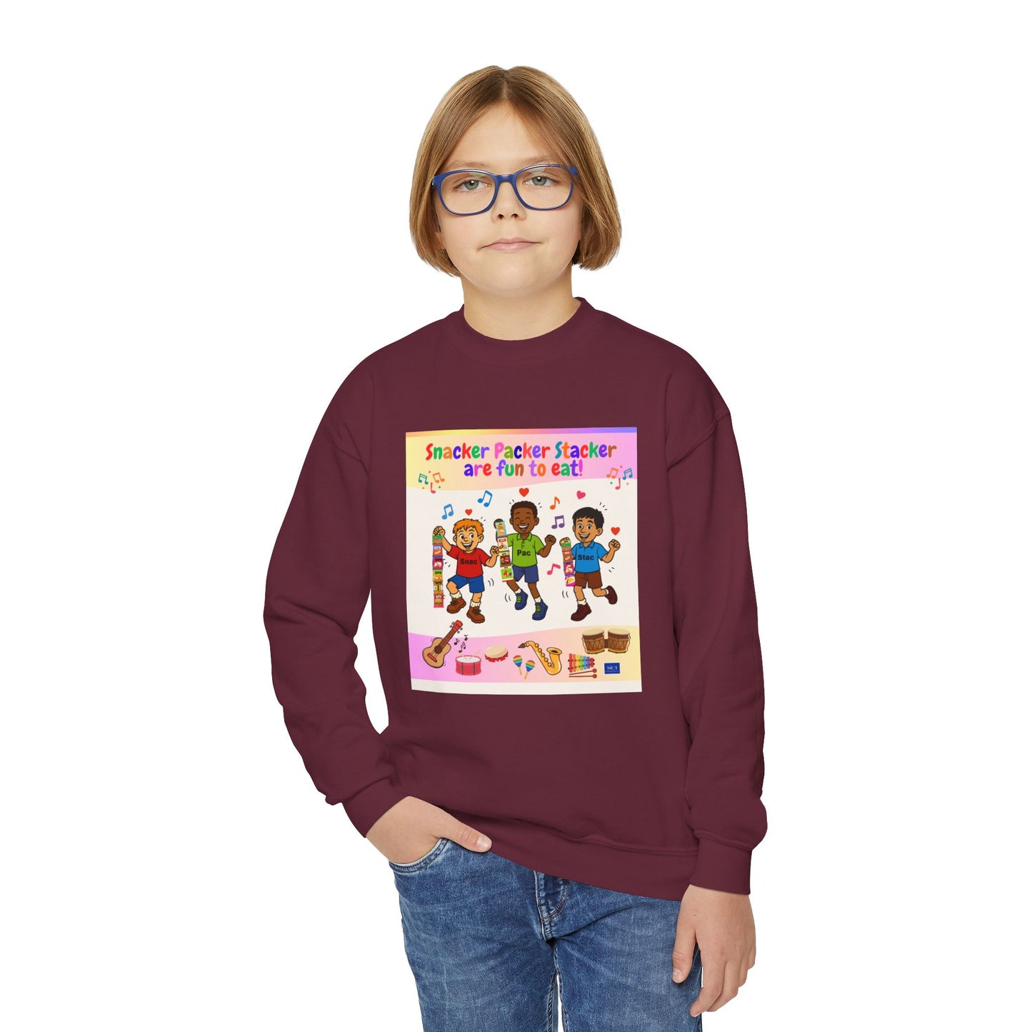 Youth Soccer Fun Crewneck Sweatshirt - Colorful Playful Design