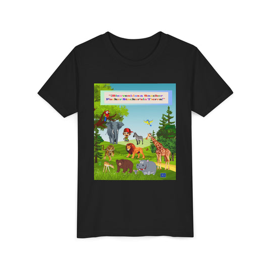 Youth - (Spanish) Safari de animales Tee — Lindo y Lindo Selva & Zoo Amigos Graphic Youth Shirt