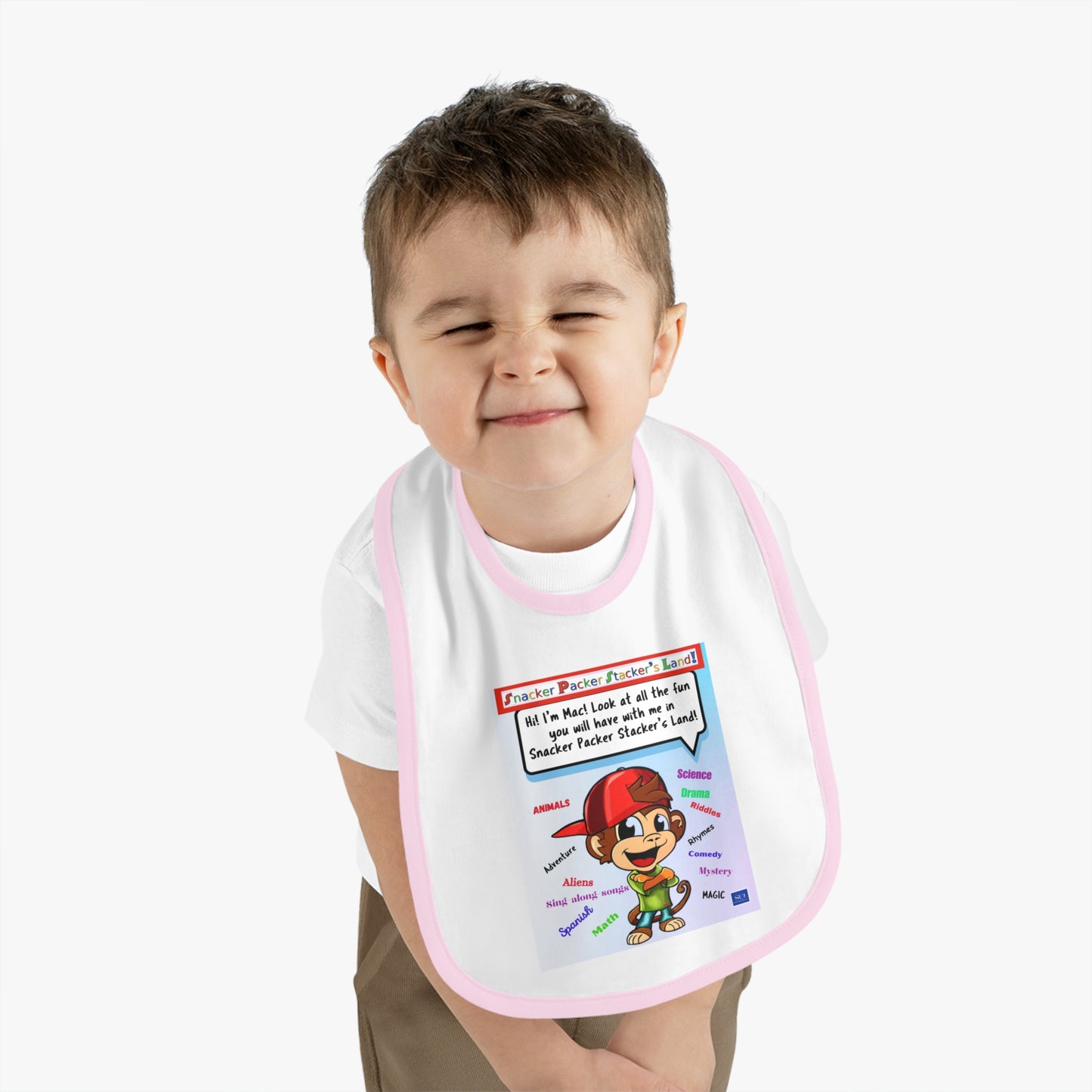 Playful Baby Jersey Bib with Fun Character Design