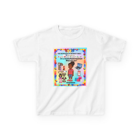 Youth Tee — "StackerPackerSnackman" Rainbow Travel & Adventure Kids T‑Shirt