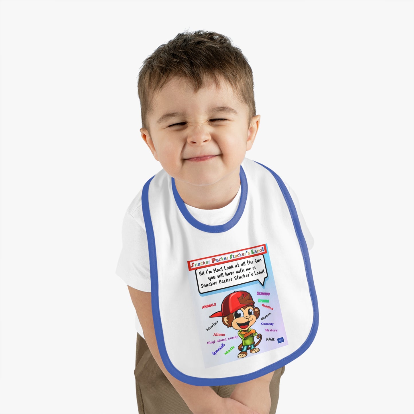 Playful Baby Jersey Bib with Fun Character Design