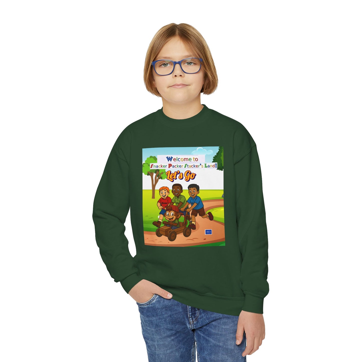 Kids' Cartoon Adventure Crewneck Sweatshirt